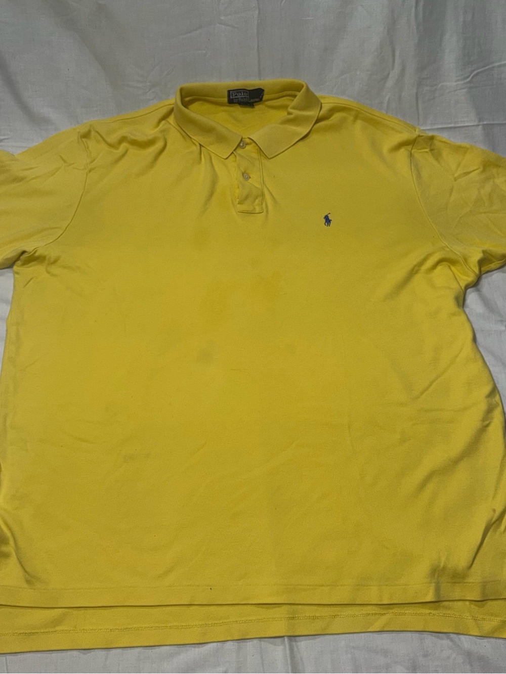 Polo Ralph Lauren Men’s Short Sleeve Cotton Mesh Polo Shirt Yellow Blue Pony